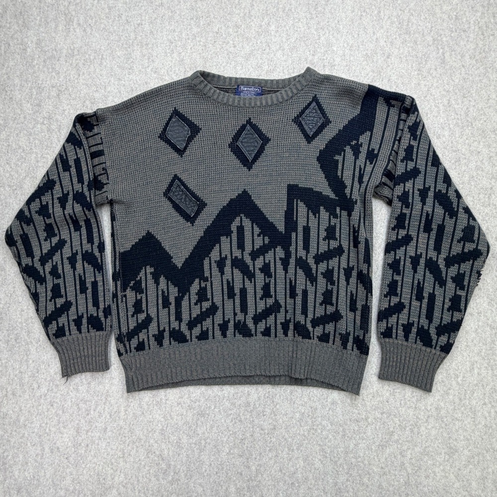 Vintage Barnaby Geometric Sweater Men M 80s Grandpacore Indie Sleaze Coogi Style